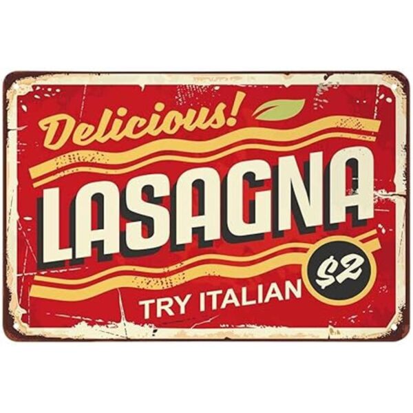 de lasaña Try Italy Delicious Food carteles de metal