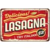 de lasaña Try Italy Delicious Food carteles de metal