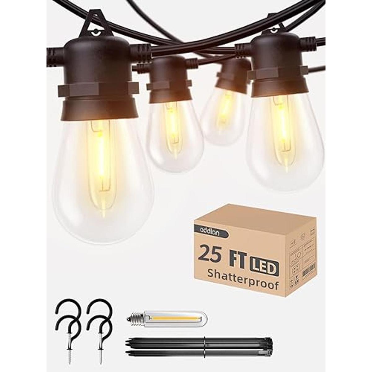 addlon Cadena de luces LED para exteriores de 25 pies con