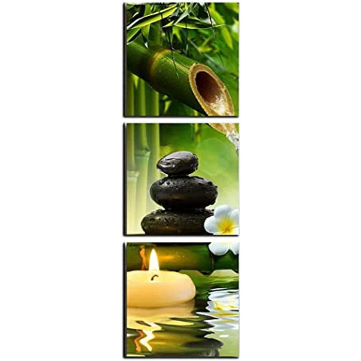 Zen Stone Lienzo de bambú contemporáneo con estampado de