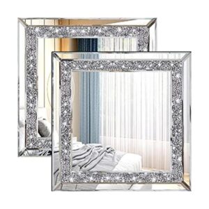 ZOLAPI 2 espejos de pared de diamantes de imitación de