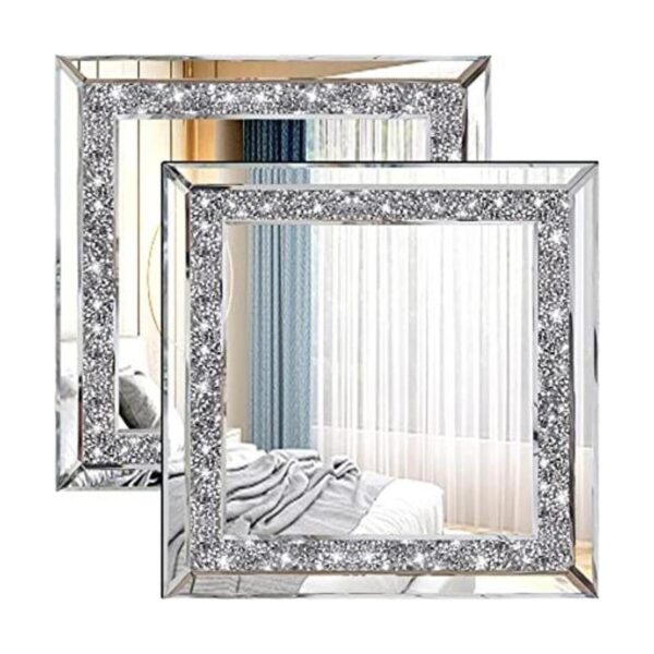ZOLAPI 2 espejos de pared de diamantes de imitación de