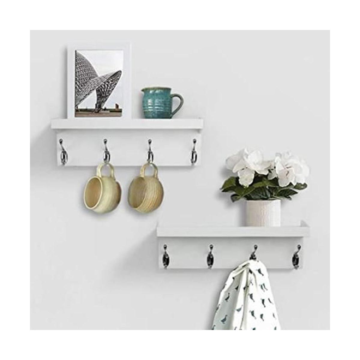 ZGZD Perchero de pared blanco con estante para colgar en