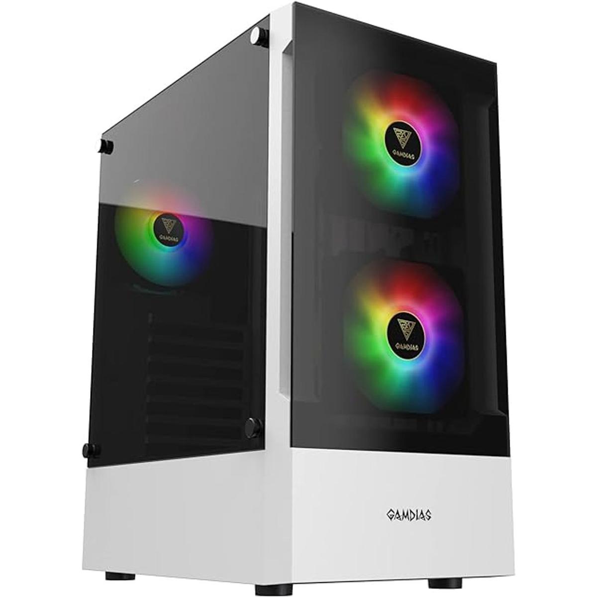 ZEUS GAMDIAS Caja blanca para computadora RGB ATX de media