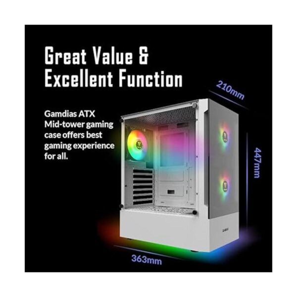 ZEUS GAMDIAS Caja blanca para computadora RGB ATX de media_2
