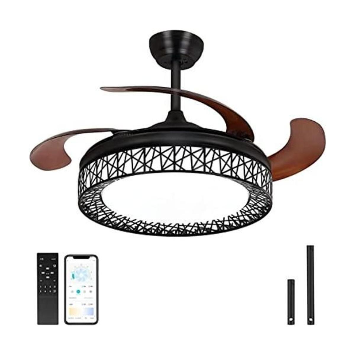 Ohniyou Ventiladores de techo retráctiles de 42 pulgadas