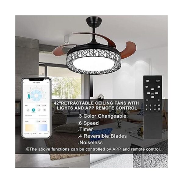 Ohniyou Ventiladores de techo retráctiles de 42 pulgadas_2