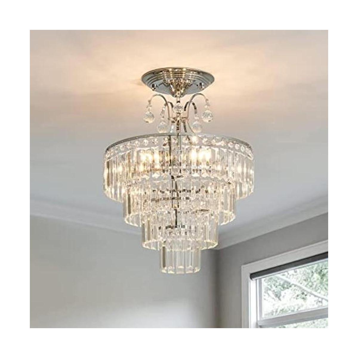 CVKASH Candelabro cromado de 5 luces lámpara de techo