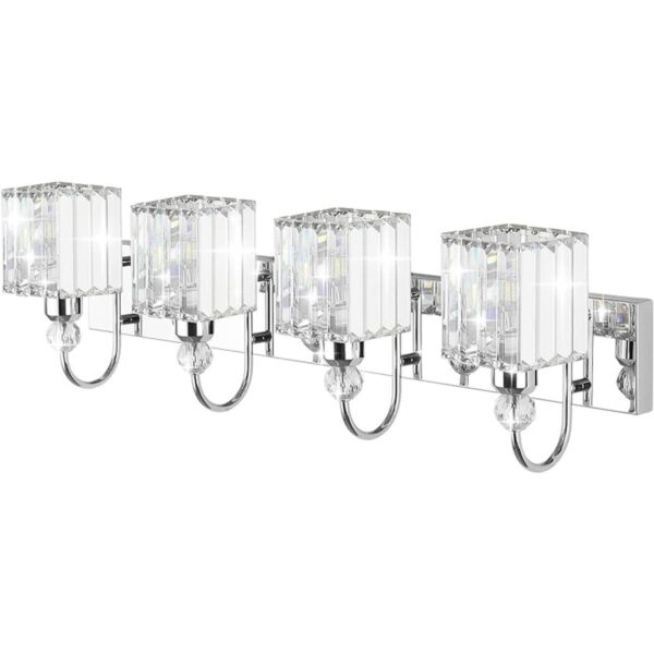 Ralbay Lámpara de tocador de cristal cromado para baño 4_2