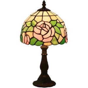 Tiffany Lámpara de mesa de cristal manchado de color rosa