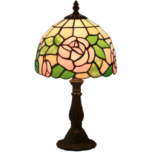 Tiffany Lámpara de mesa de cristal manchado de color rosa