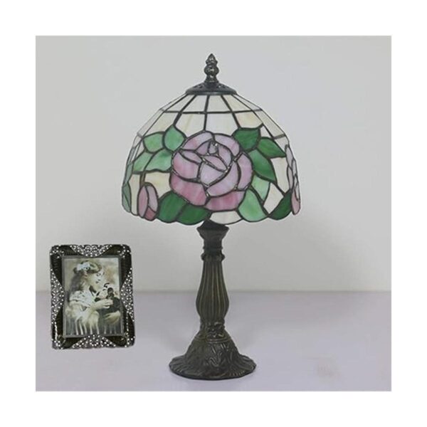 Tiffany Lámpara de mesa de cristal manchado de color rosa