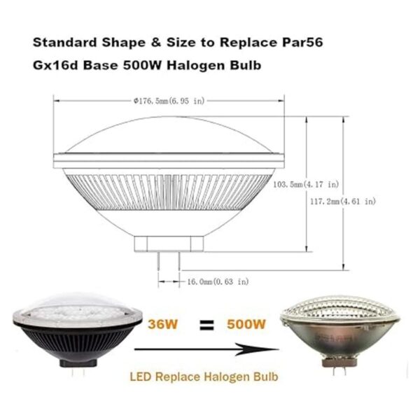 AIPLAMP Par56 Bombilla LED regulable de 36 W luz blanca_2