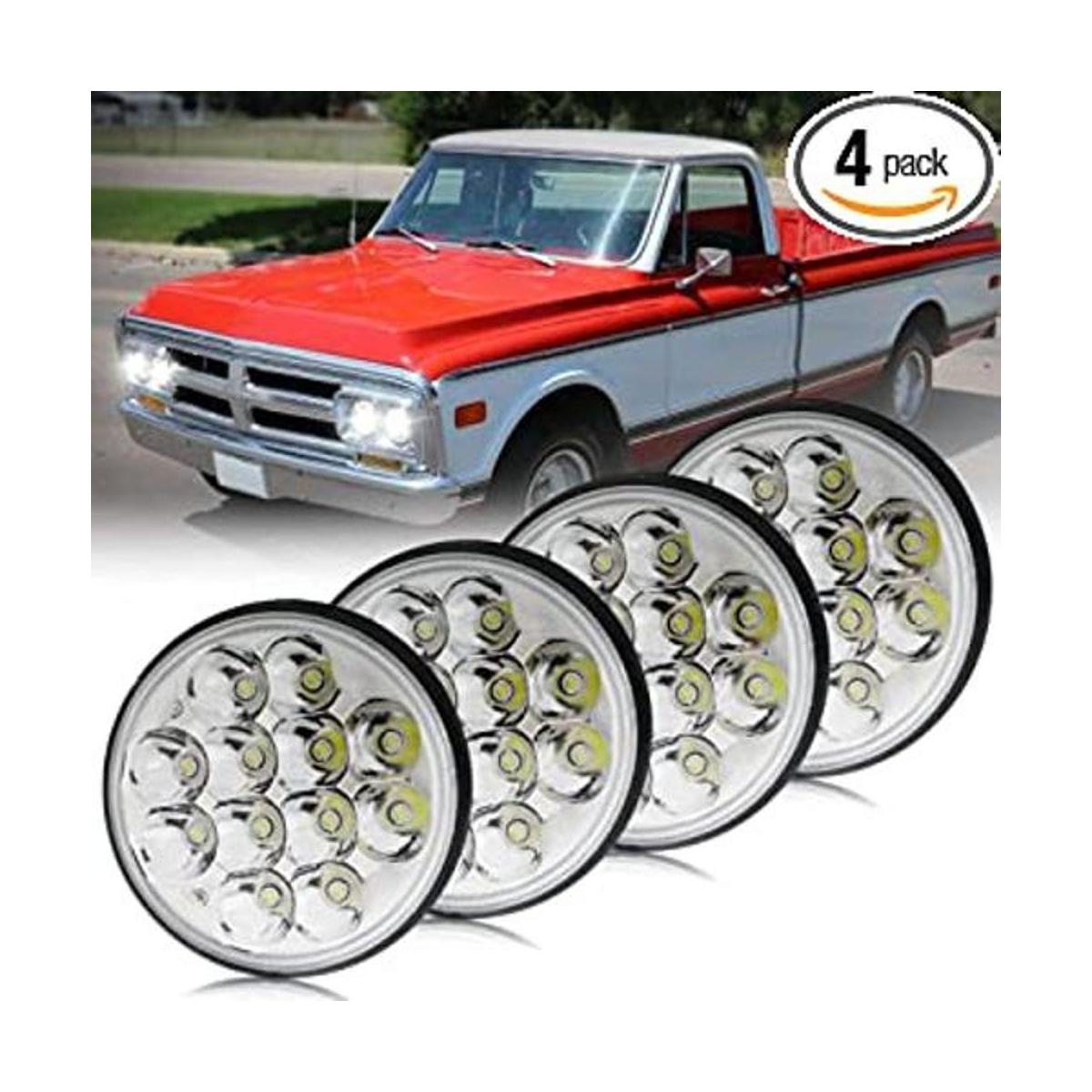 Jiuguang 4 faros delanteros LED redondos de cristal de