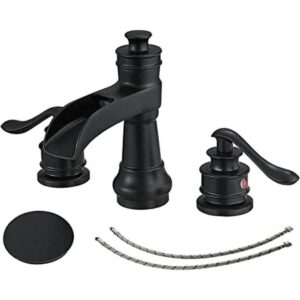 Bathfinesse Grifo de lavabo de baño negro de 3 agujeros_1
