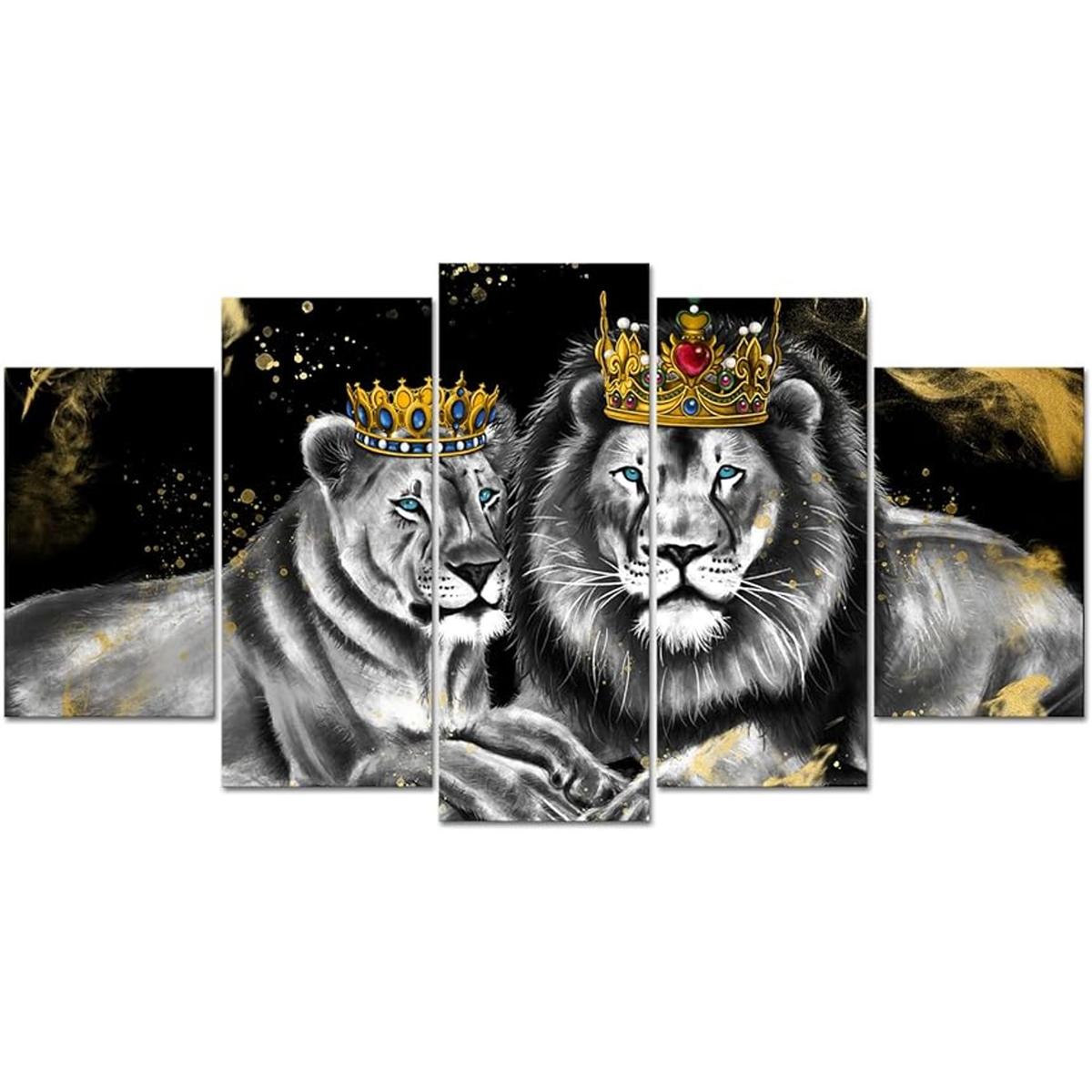 OuElegent 5 piezas de león y leona decoración de pared