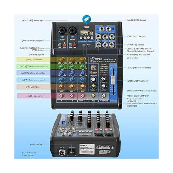 Pyle Mezclador de audio profesional interfaz de sistema_2