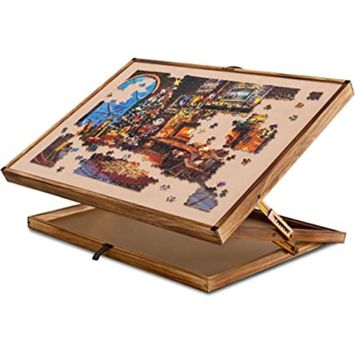 Lavievert Tablero de rompecabezas de madera reversible 2