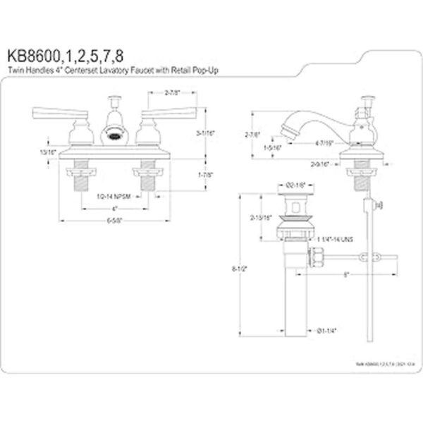 Kingston Brass KB8602 Royale Grifo de baño de 4 pulgadas_2