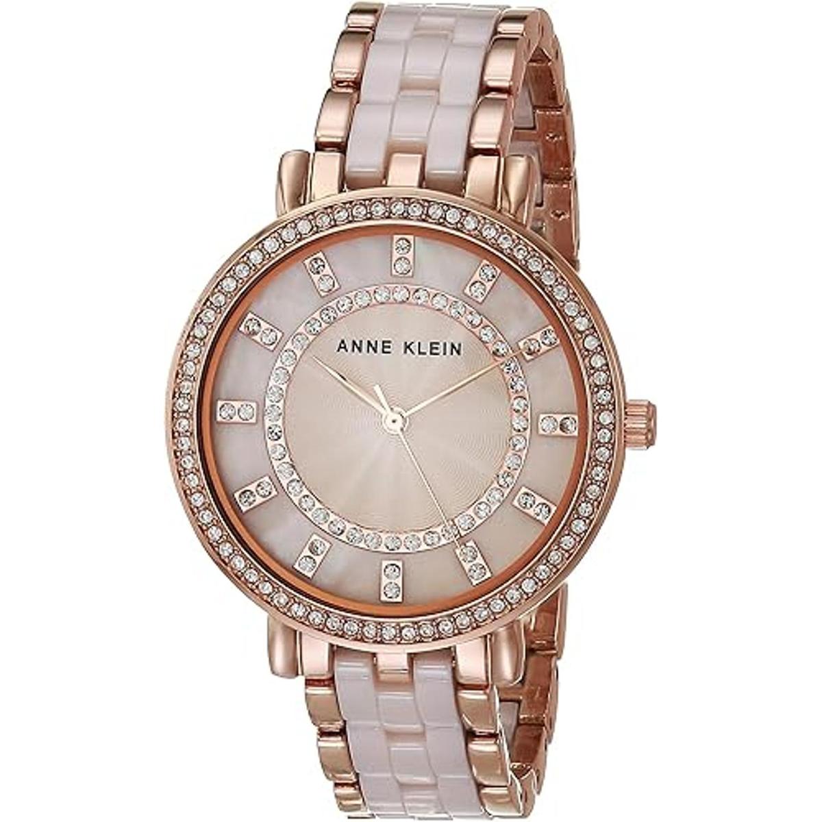 Anne Klein Womens Premium Crystal Accented Ceramic
