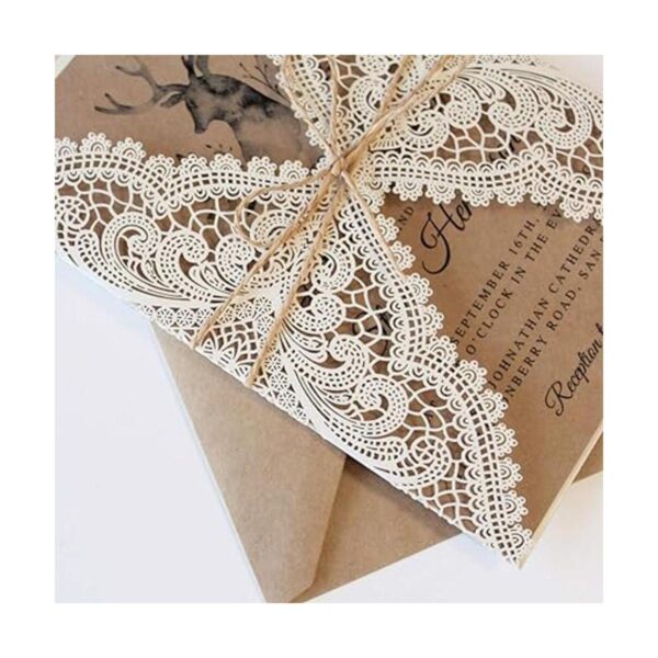 50 invitaciones de boda rústicas de encaje vintage para_3