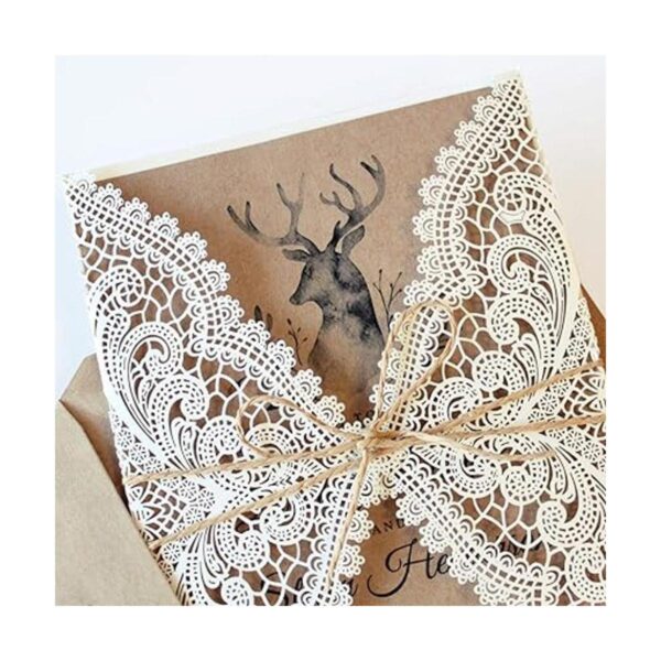 50 invitaciones de boda rústicas de encaje vintage para_5