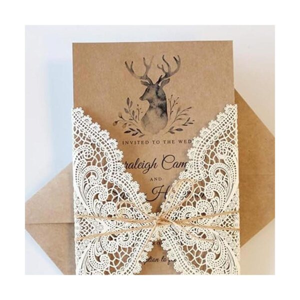 50 invitaciones de boda rústicas de encaje vintage para_2
