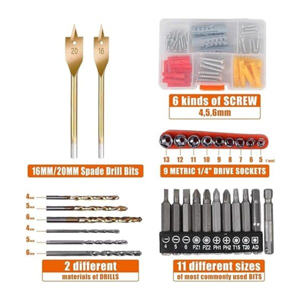 Kit combinado de 108 piezas de herramientas eléctricas con_6