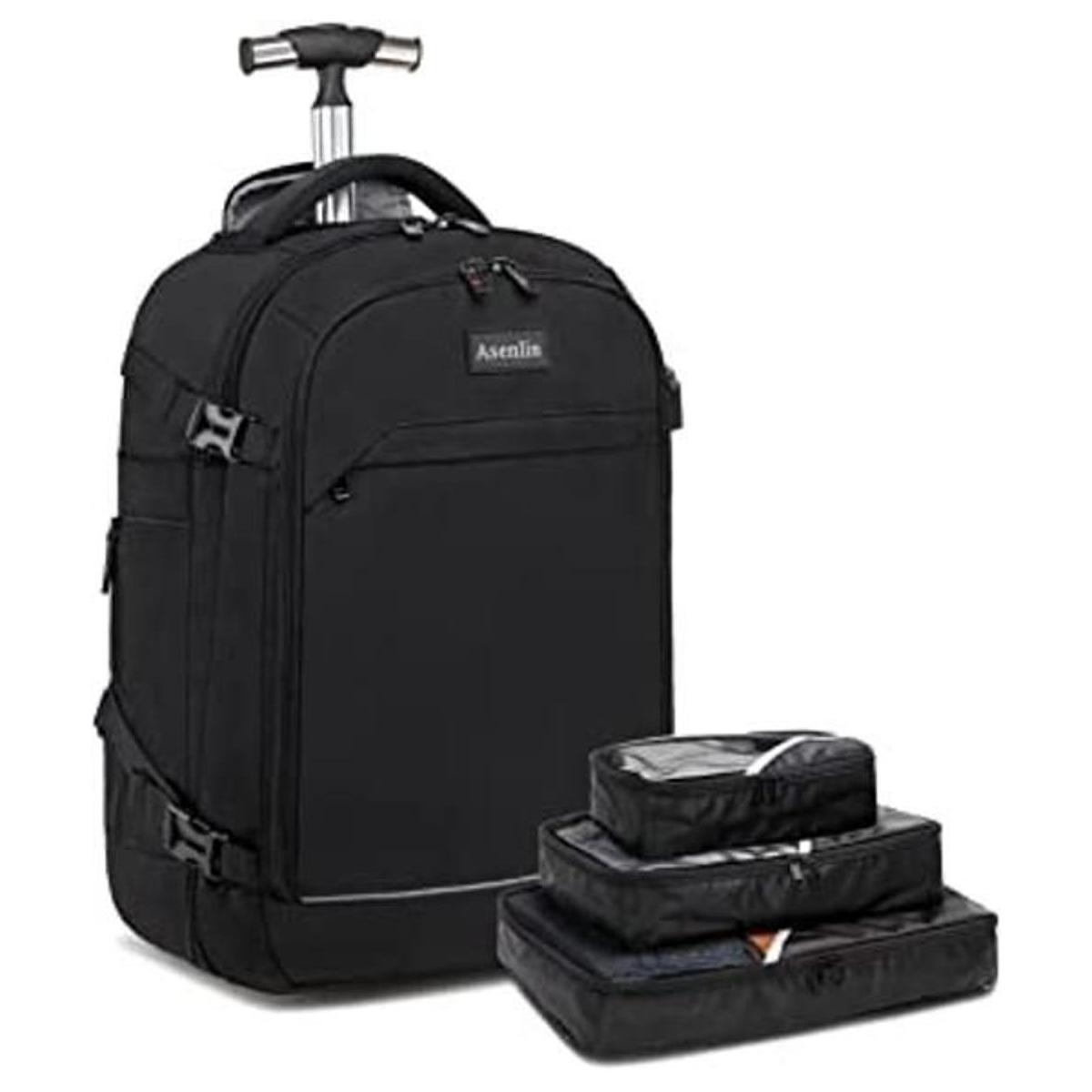 Asenlin Mochila con ruedas de 40 L para viajes resistente