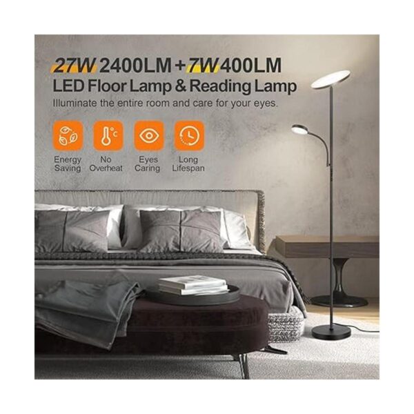Outon Lámpara de pie LED con lámpara de lectura ajustable_3