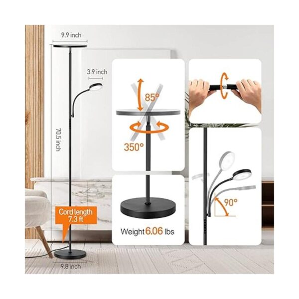Outon Lámpara de pie LED con lámpara de lectura ajustable_2