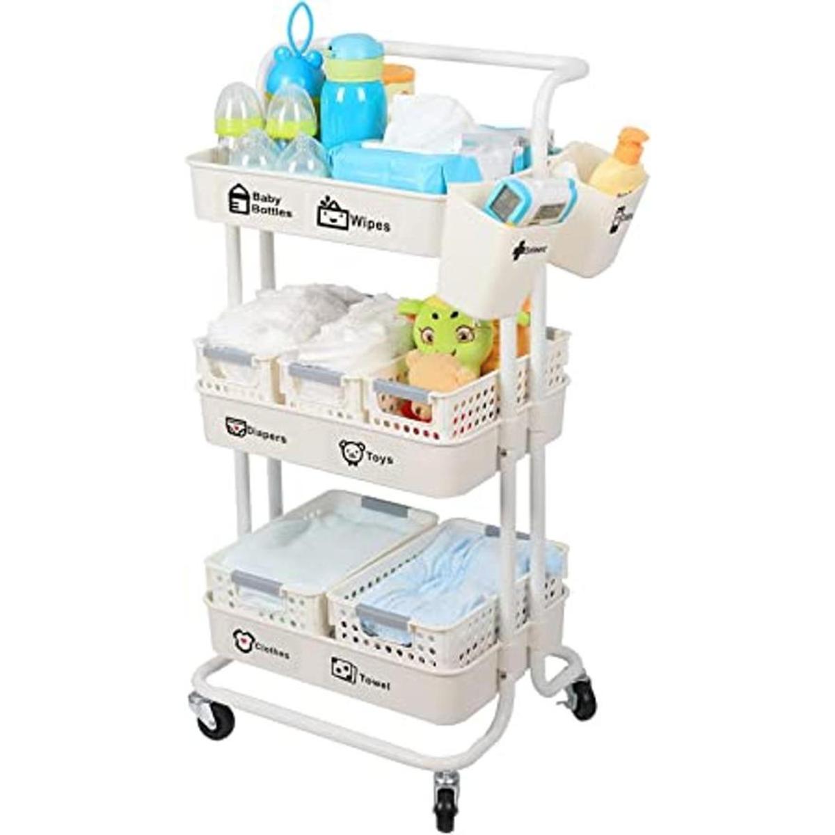 JOLEAD Carrito organizador de pañales para bebé movible