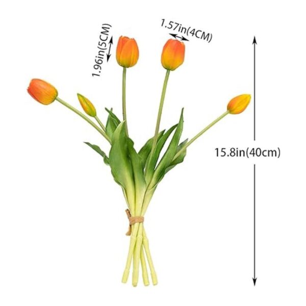 DUYONE Ramo de látex falso de 40 tulipanes artificiales de
