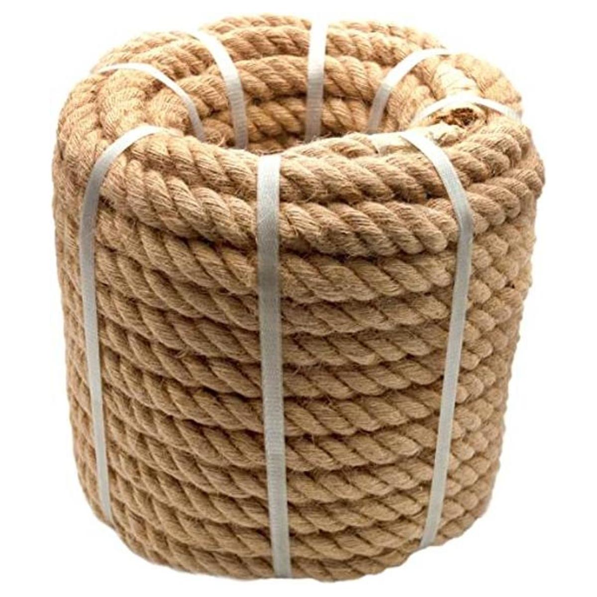 Cuerda de yute 1 pulgada x 100 pies cuerda de cáñamo