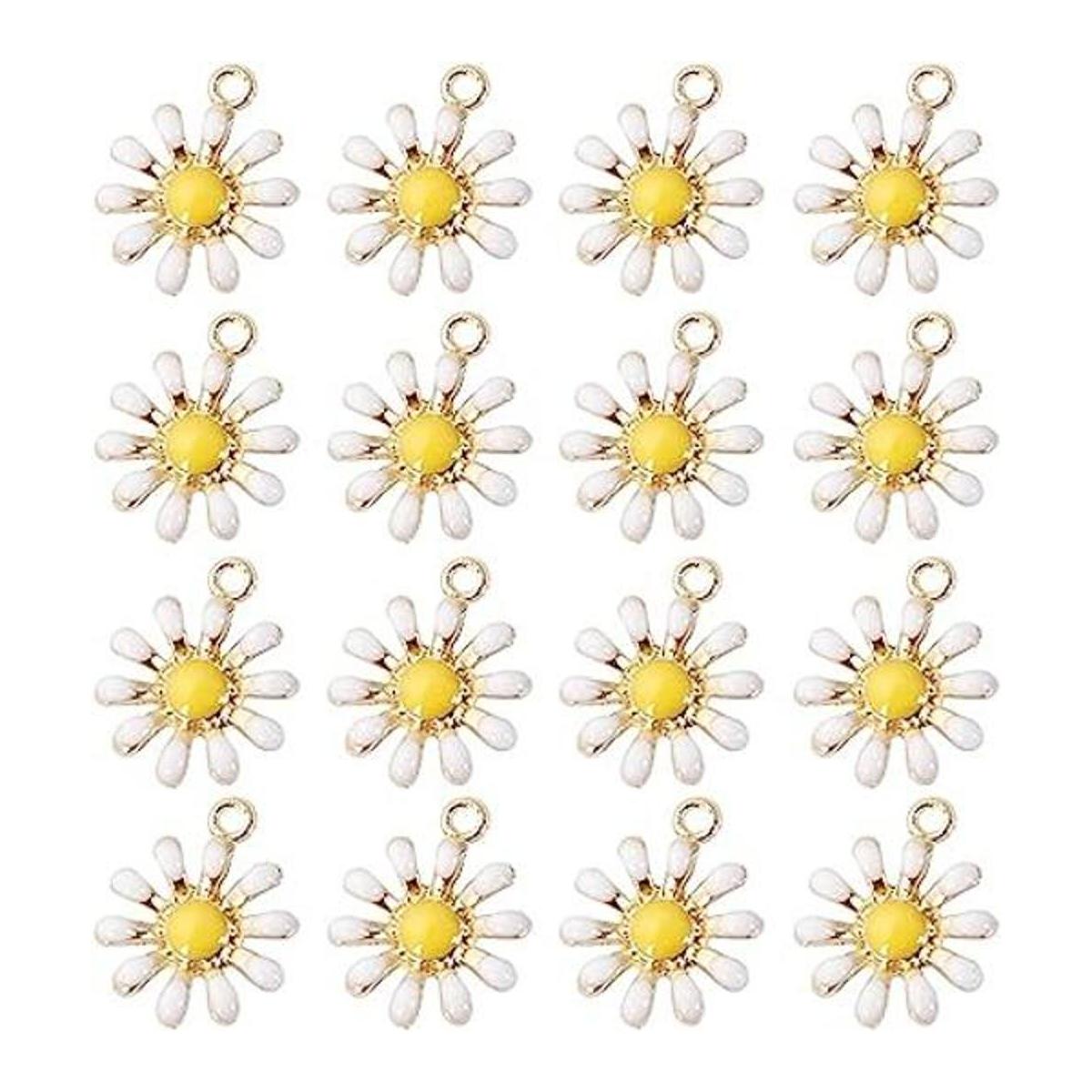ccHuDE 30 colgantes con diseño de margaritas esmaltadas