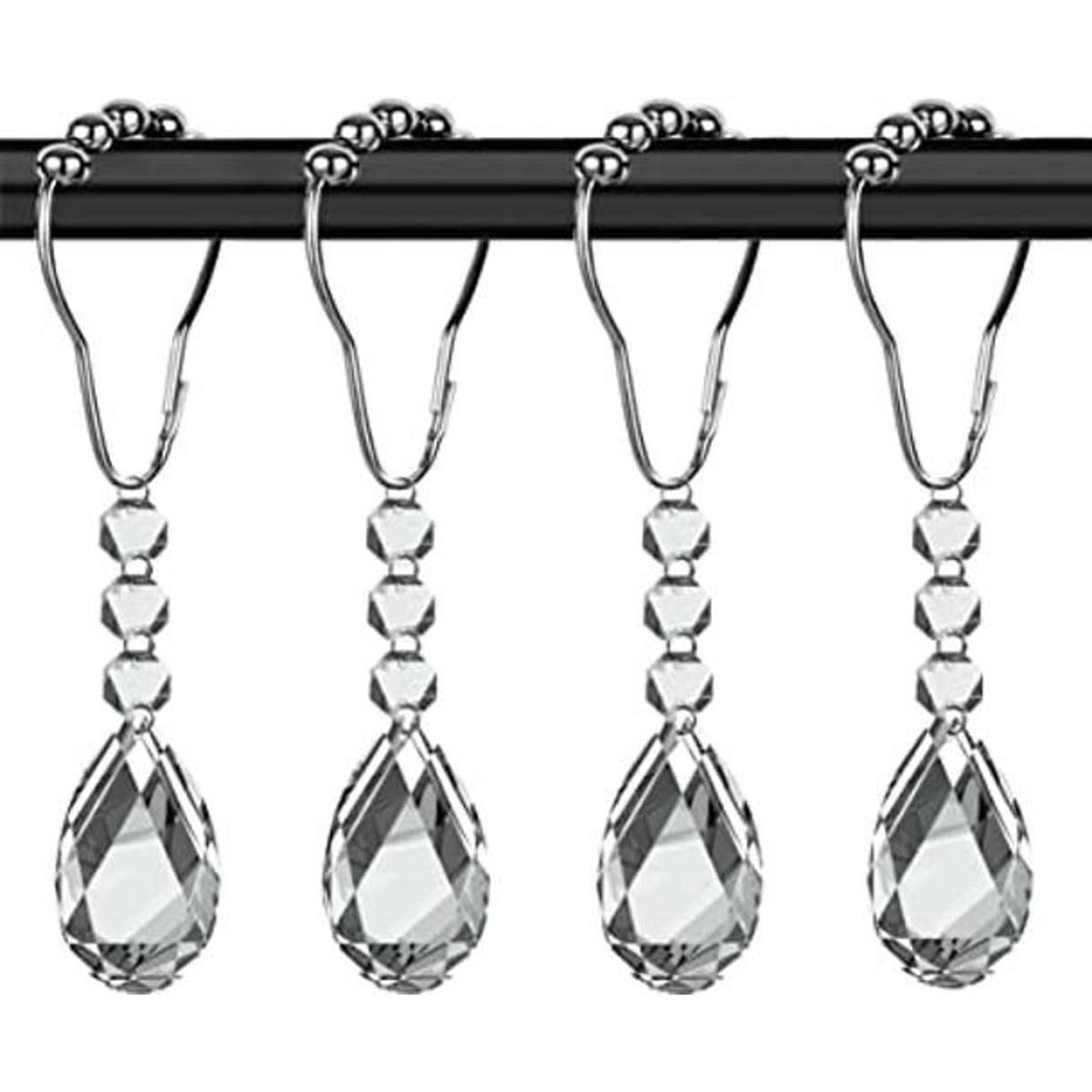 Yuiviot Anillos de gancho para cortina de ducha con gemas