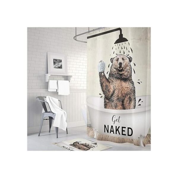Yookeb Bear Funny Animal Get Naked Cortina de ducha para_5
