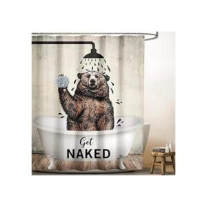 Yookeb Bear Funny Animal Get Naked Cortina de ducha para_1