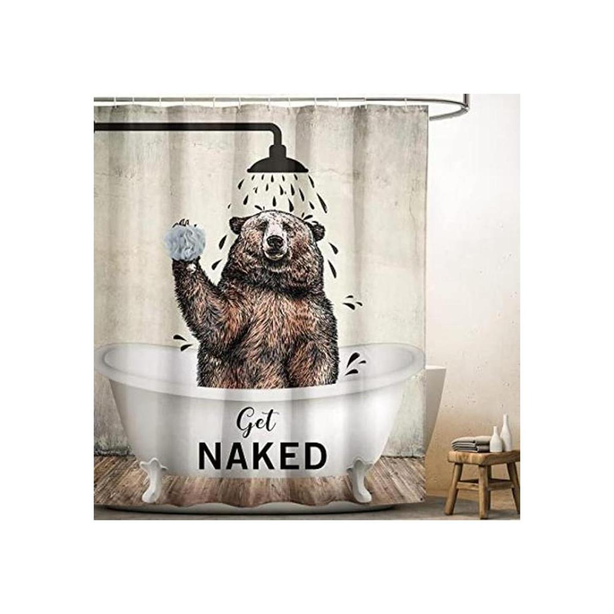 Yookeb Bear Funny Animal Get Naked Cortina de ducha para