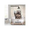 Yookeb Bear Funny Animal Get Naked Cortina de ducha para_3
