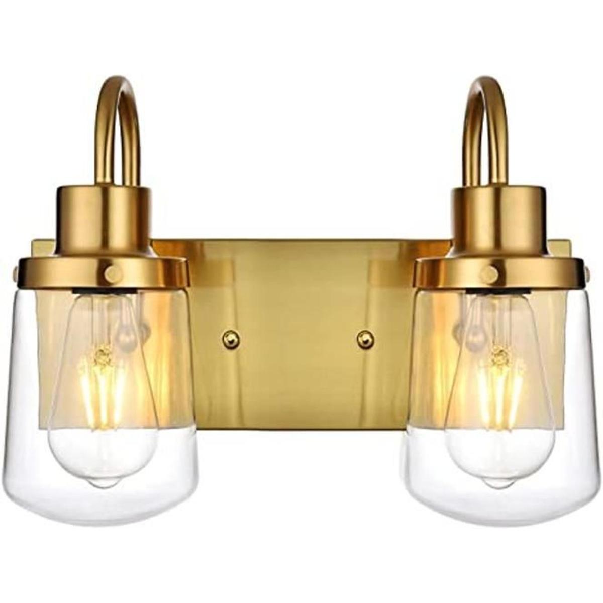 Yaohong Lámpara de baño de 2 luces de pared en latón