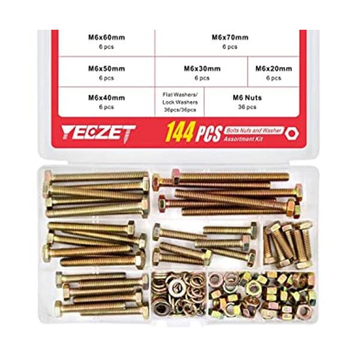 YEEZET 144 tornillos de cabeza hexagonal M6 de grado 8.8