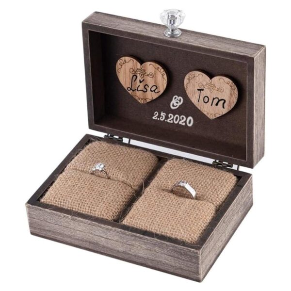 YK Homish Caja de anillos de boda única y cajas de_1