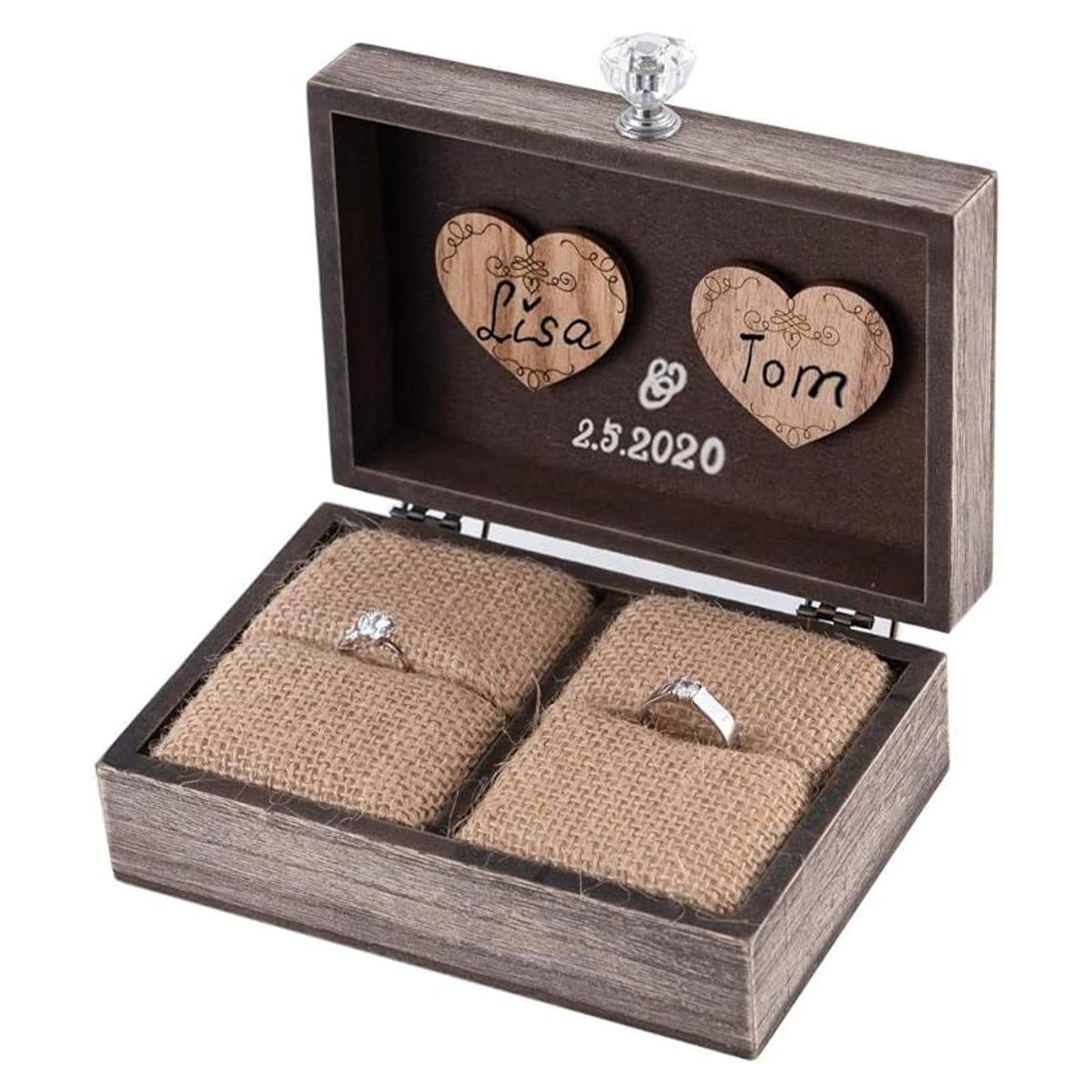 YK Homish Caja de anillos de boda única y cajas de