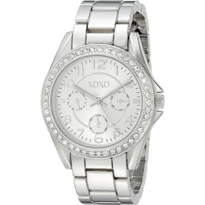 XOXO Reloj analógico para mujer con caja de tono plateado_1