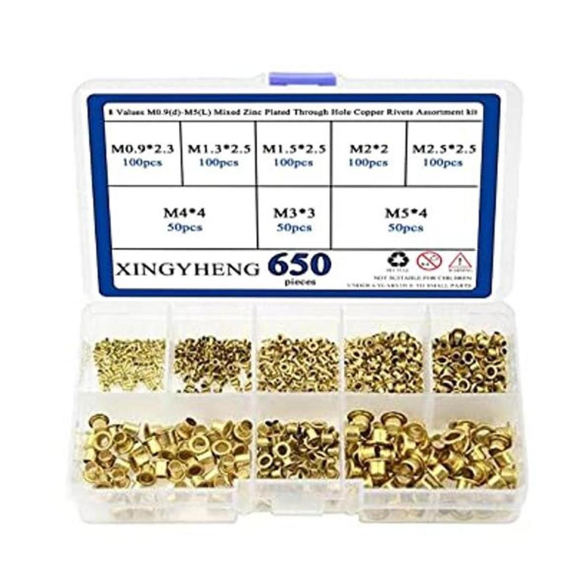 XINGYHENG Kit surtido de remaches de cobre chapados en