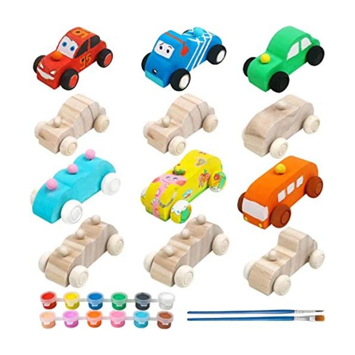 Wooden Cars Unfinished Wood Crafts DIY Craft Wood Kit for