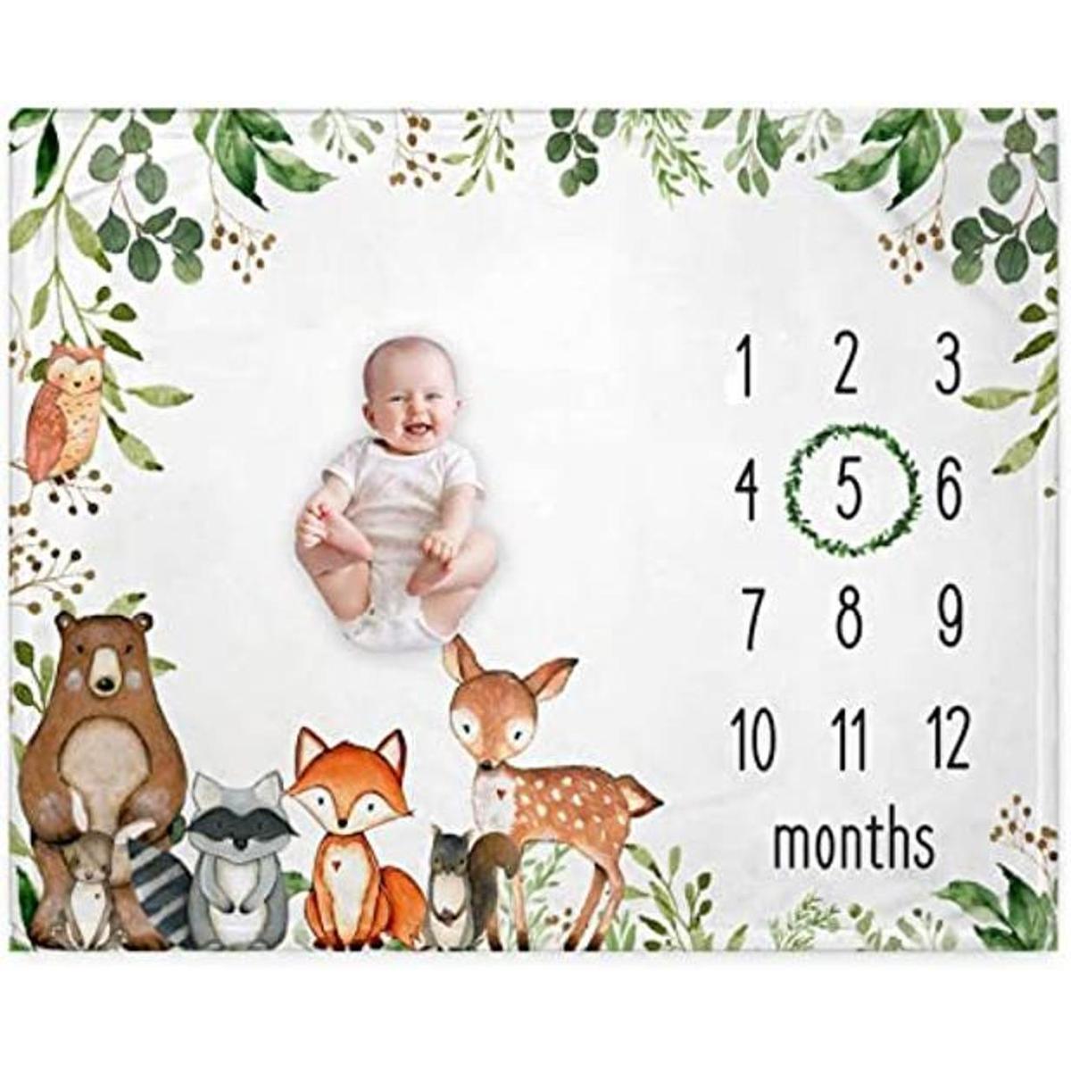 Woodland Baby Manta mensual de hitos para bebé tabla de