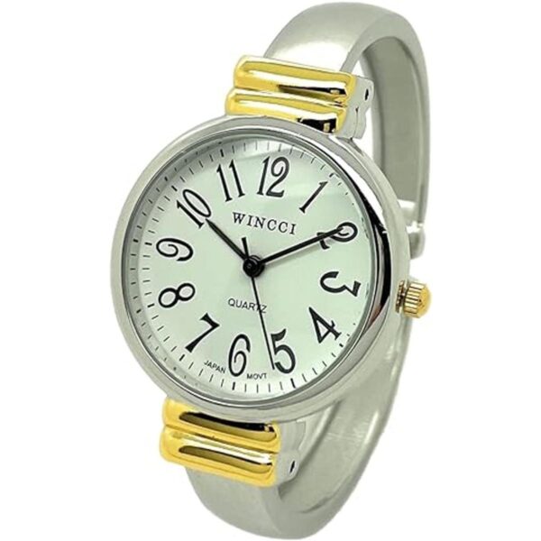 Wincci Reloj de pulsera de metal para mujer con esfera_1