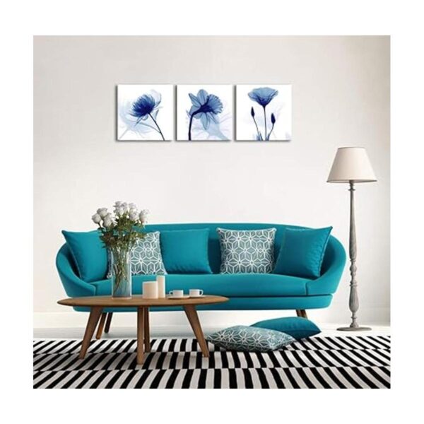 Wieco Art Flores abstractas azules 3 paneles impresiones_2